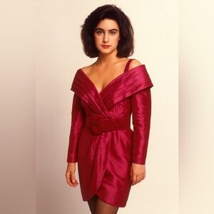 Cache Vintage 80s 90s Hot Pink Off-Shoulder Dress Sz.‎ 6 NWT